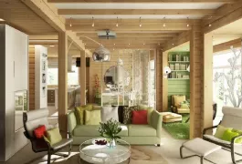 Интерьер дома из клееного бруса
