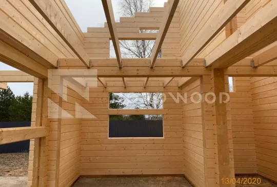 Сборка стенового комплекта дома из клееного бруса площадью 179,2 кв. м. фото 5 - NORDWOOD