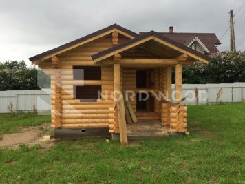 Сборка дома из оцилиндрованного бревна площадью 18 кв. м. фото 3 - NORDWOOD